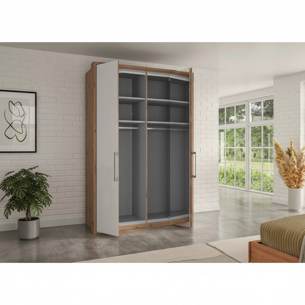 German-made Wiemann wardrobe with adjustable shelves and hanging rails