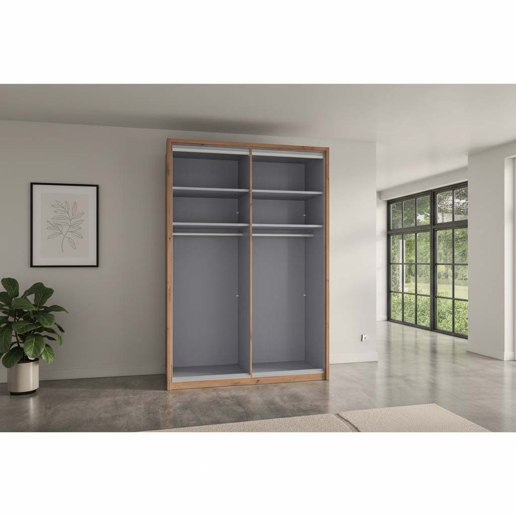 Contemporary Saka bi-fold wardrobe with glass and mirror panels