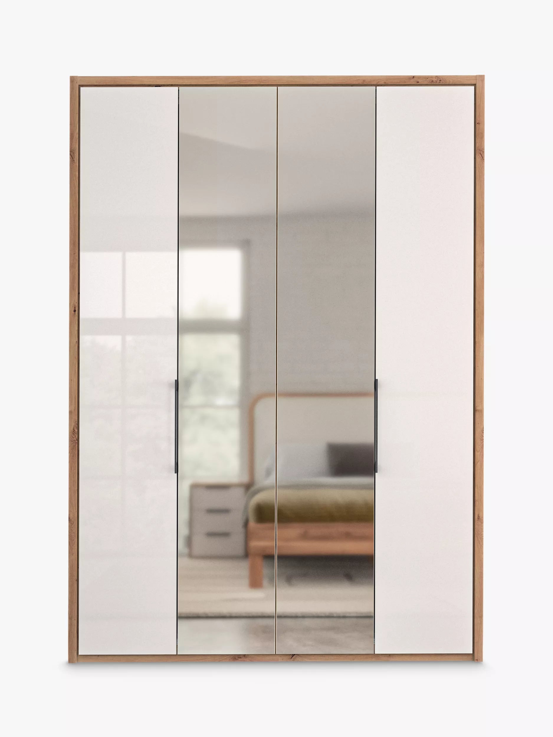 Wiemann Saka 150cm Bi-Fold Wardrobe With 2 Glass Doors & 2 Mirror Doors