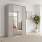 Wiemann Saka 150cm Bi-Fold Wardrobe With 2 Glass Doors & 2 Mirror Doors in Glass Pebble Grey