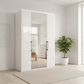 Wiemann Saka 150cm Bi-Fold Wardrobe With 2 Glass Doors & 2 Mirror Doors in Glass White