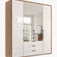 Wiemann Saka 200cm wardrobe with mirrored doors and three internal compartments
