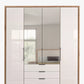 Wiemann Saka 200cm Bi-Fold Wardrobe With 2 Glass Doors & 2 Mirror Doors & 3 Glass Drawers