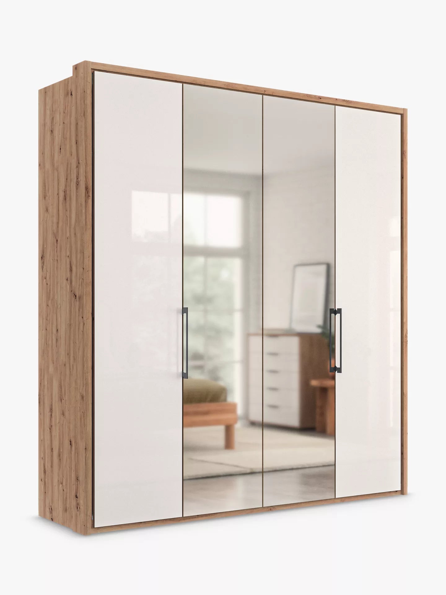 Wiemann Saka 200cm wardrobe with mirrored doors and spacious storage compartments
