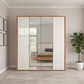 White Oak Wiemann Saka wardrobe with mirrored centre panels
