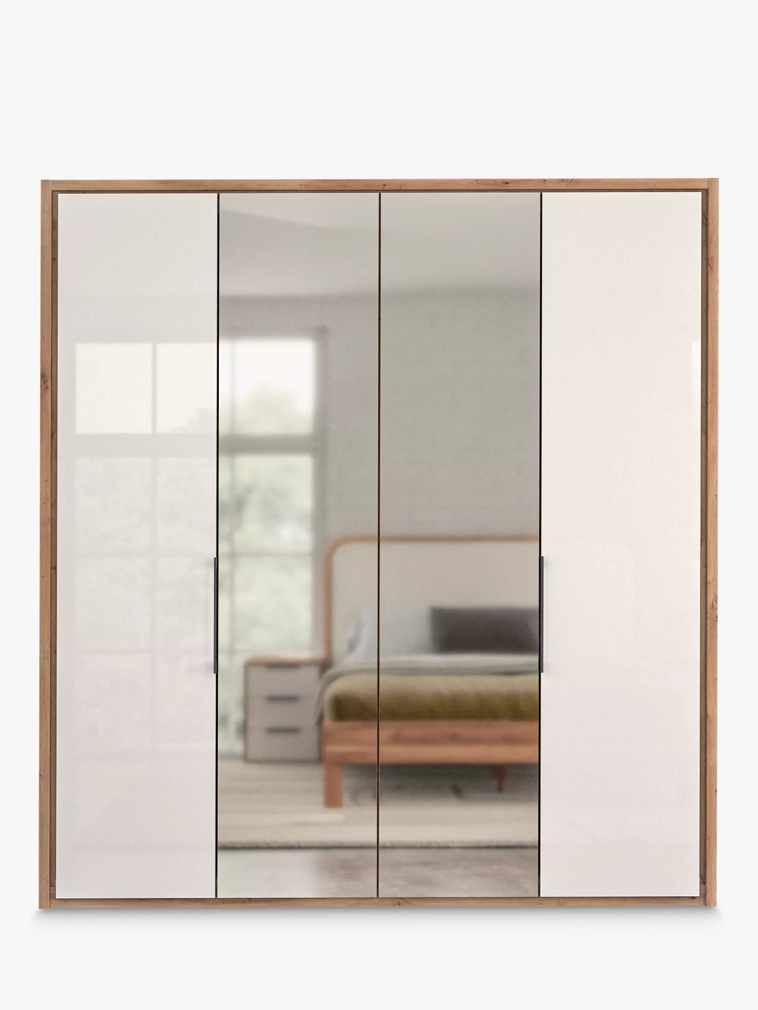 Wiemann Saka 200cm Bi-Fold Wardrobe With 2 Glass Doors & 2 Mirror Doors