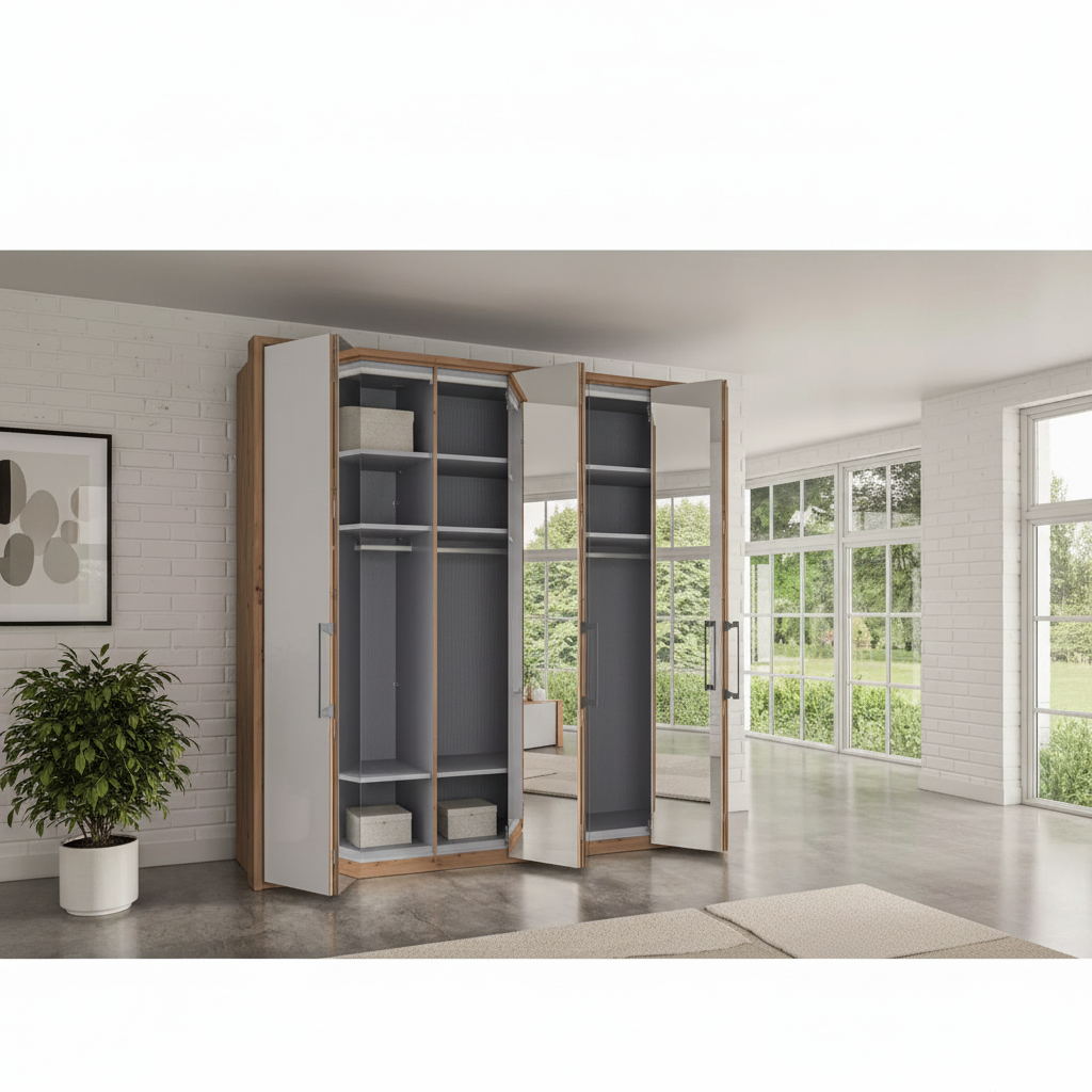 German-made Wiemann wardrobe with adjustable shelving and hanging rails