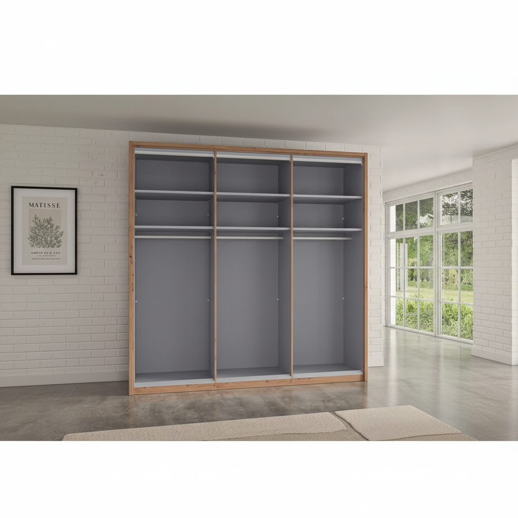 Contemporary Saka bi-fold wardrobe with glass and mirror door design