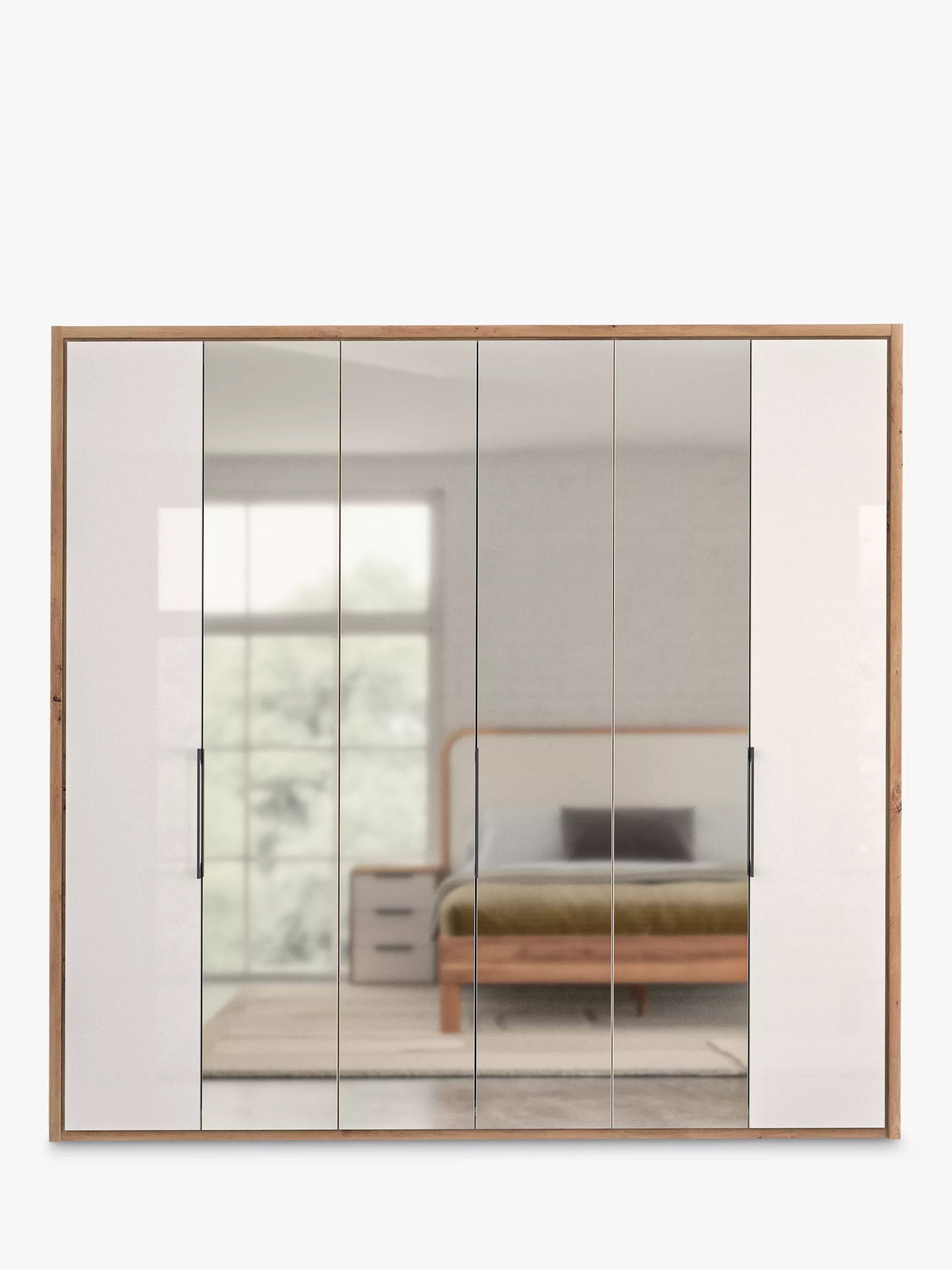 Wiemann Saka 225cm Bi-Fold Wardrobe With 2 Glass Doors & 4 Mirror Doors