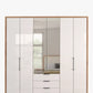 Wiemann Saka 225cm Bi-Fold Wardrobe With 4 Glass Doors & 2 Mirror Doors & 3 Glass Drawer