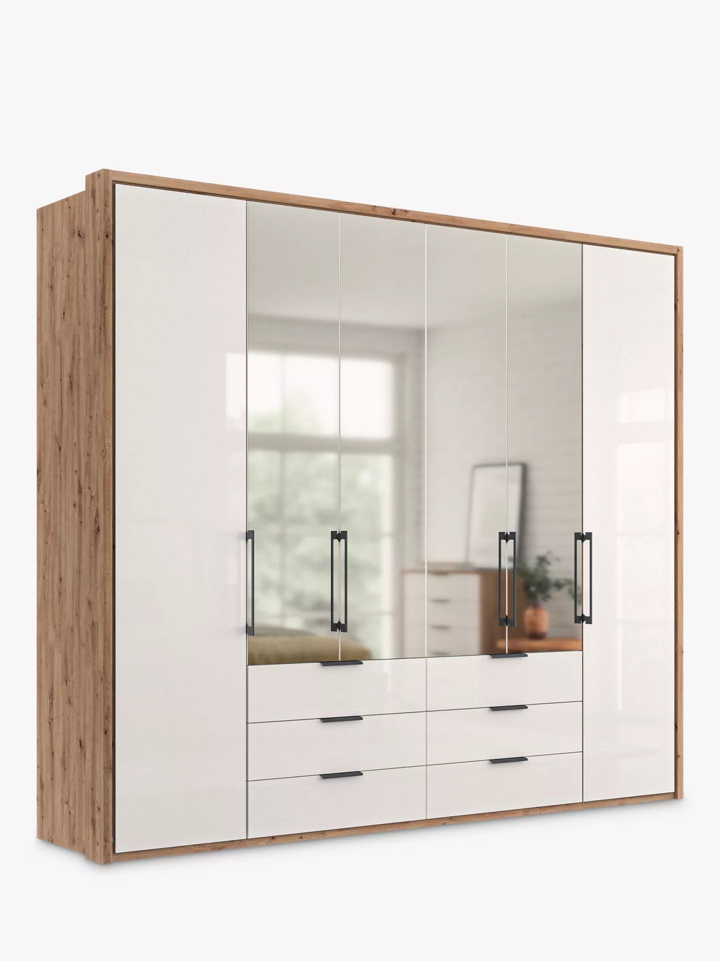 Wiemann Saka 250cm wardrobe with mirrored doors and four internal storage compartments