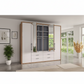 Contemporary Saka bi-fold wardrobe with glass and mirror door combination