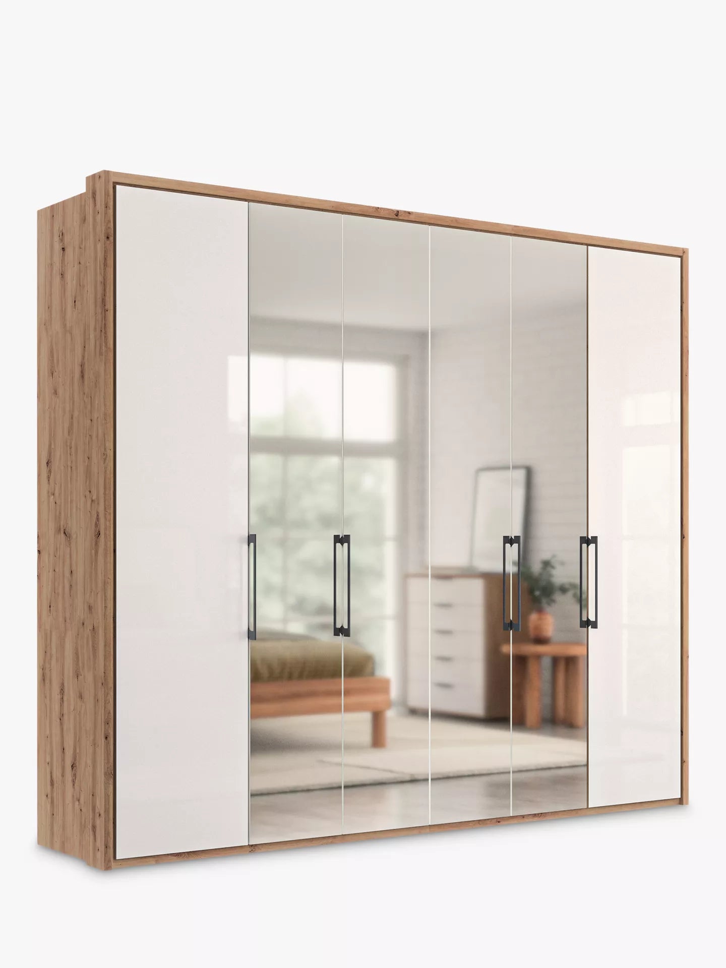 Wiemann Saka 250cm wardrobe with mirrored doors and four storage compartments