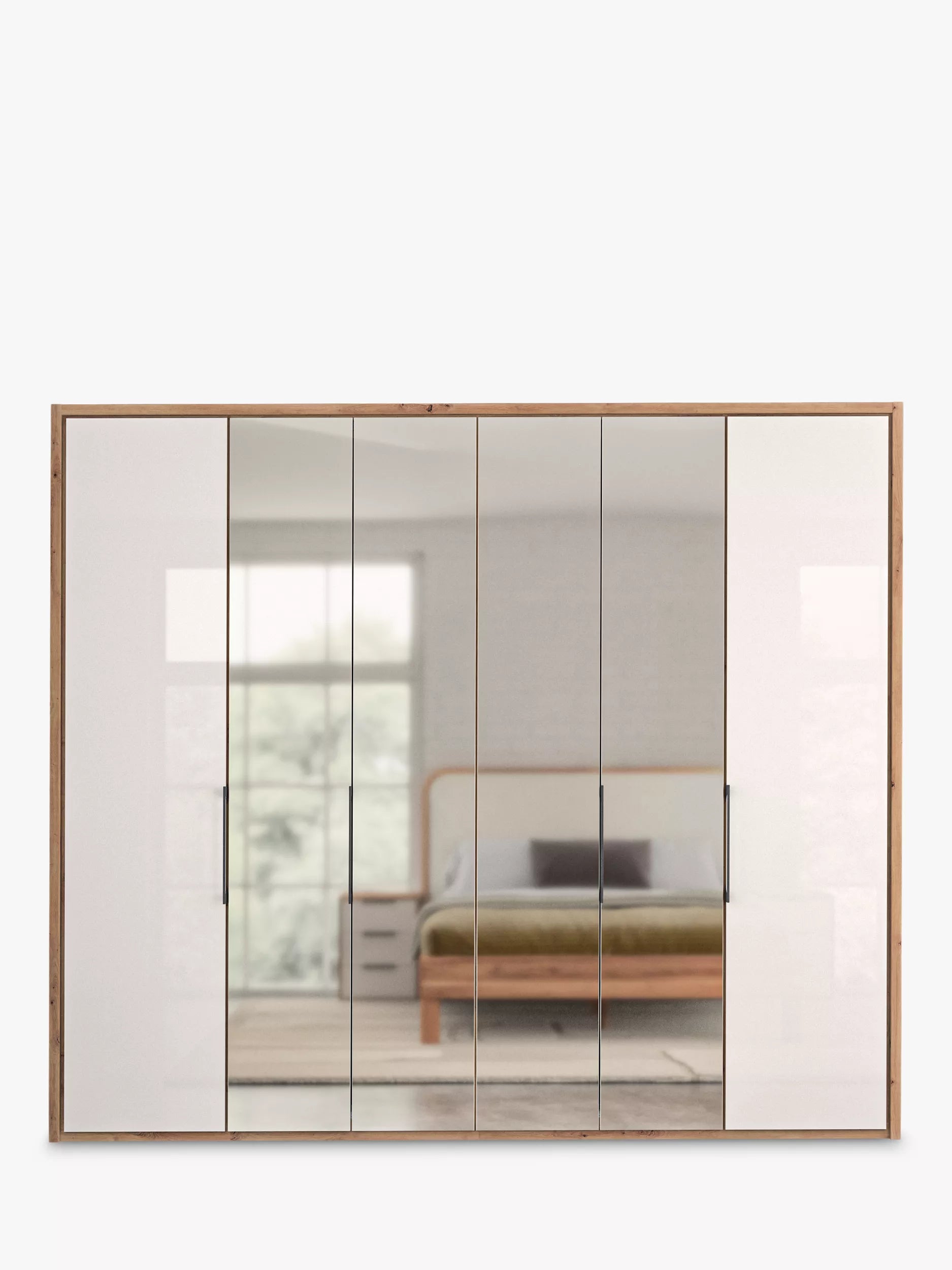 Wiemann Saka 250cm Bi-Fold Wardrobe With 2 Glass Doors & 4 Mirror Doors