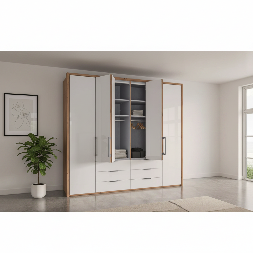 German-made Wiemann wardrobe with adjustable shelves and hanging rails