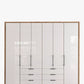 Wiemann Saka 250cm Bi-Fold Wardrobe With 6 Glass Doors & 6 Glass Drawers
