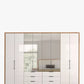 Wiemann Saka 300cm Bi-Fold Wardrobe With 4 Glass Doors & 4 Mirror Doors & 6 Glass Drawers