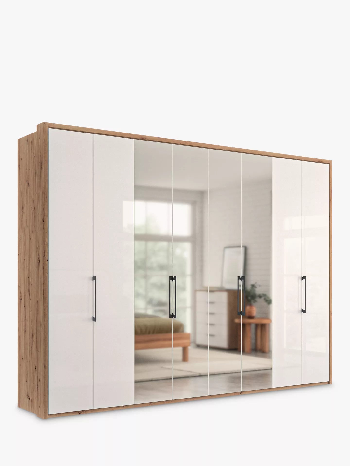 Wiemann Saka 300cm wardrobe with mirrored doors and four spacious storage compartments
