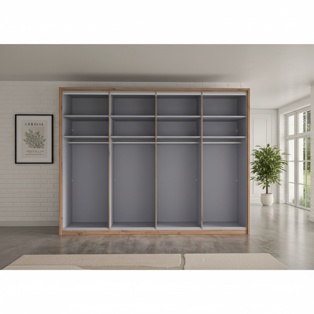 Contemporary Saka bi-fold wardrobe with glass and mirror door design