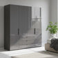 Amara 200cm 4 Door Bifold Combi Wardrobe with Glass Doors and Drawers in Lava - Styled in a Bedroom