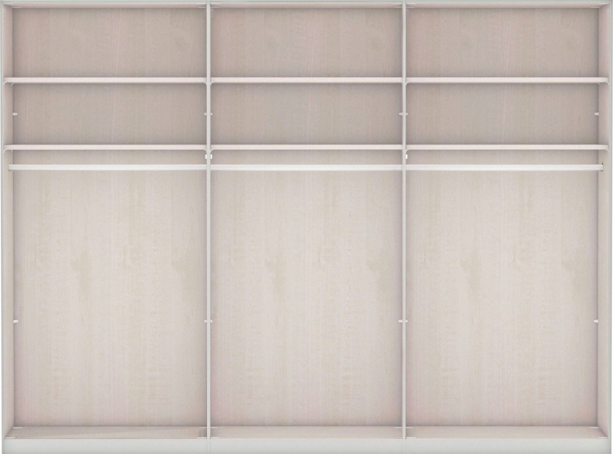 Wiemann Regen Bianco Oak 3 Door Sliding Wardrobe With Mirror - Interior compartments for 300cm wardrobe 