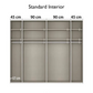 Nimbus White & Grey Mirror Sliding Door Wardrobe -  Interior view with Compartment Dimensions