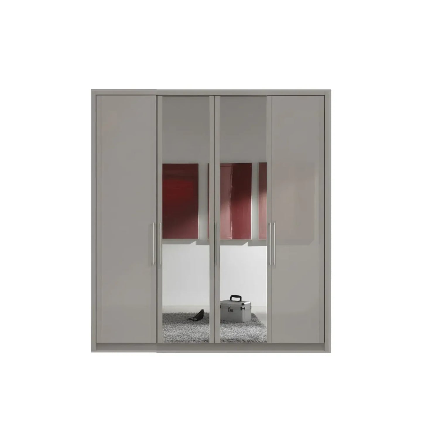 Wiemann Bristol Pebble Grey 4 Door Wardrobe With Mirror