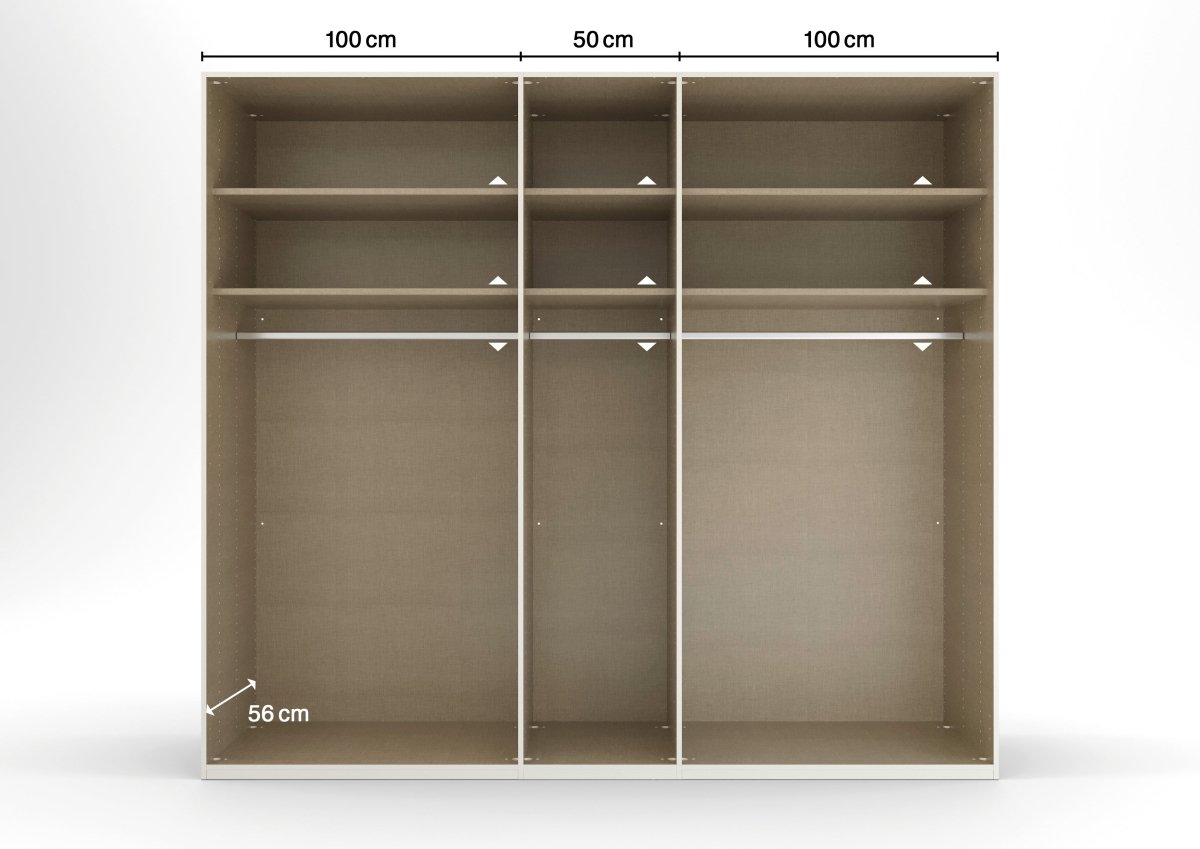 Symphony 251cm Large 5 Door Wardrobe in Silk Grey - Interior view 