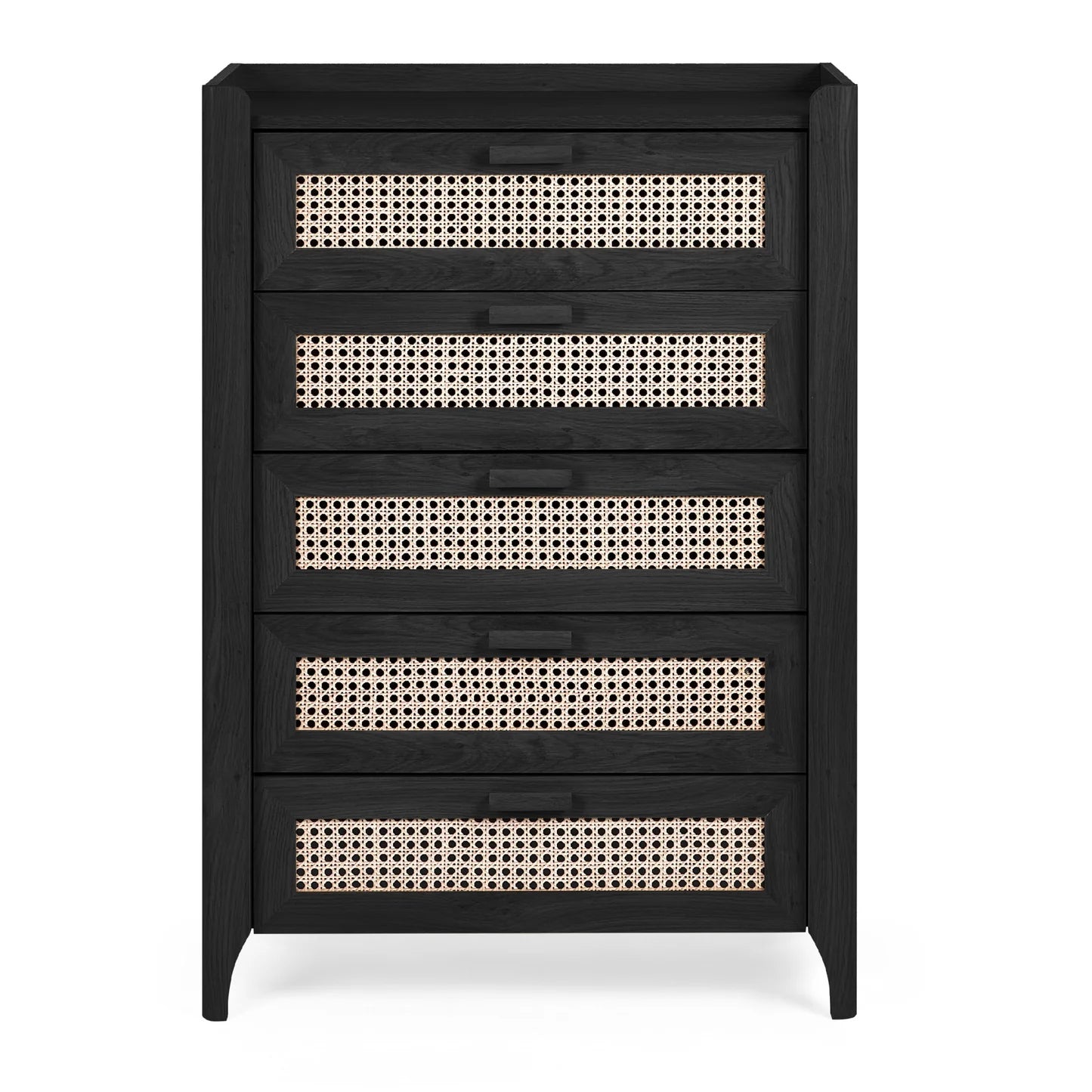 Sydney Black 5 Drawer Chest - Front view