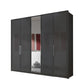 Wiemann Bristol Graphite and Mirror Front 4 Door Wardrobe