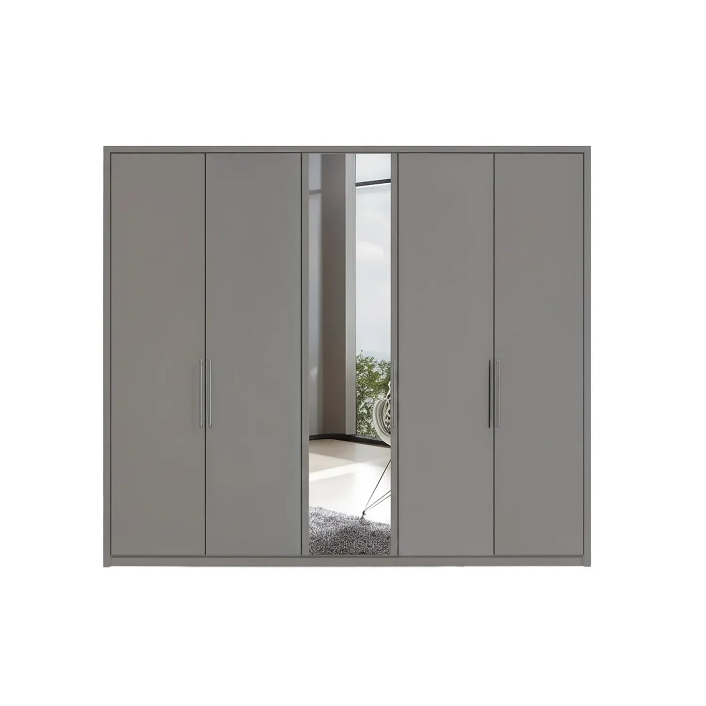 Wiemann Bristol Pebble Grey 4 Door Wardrobe With Mirror
