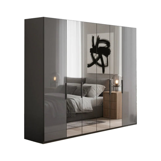 Amara 300cm 6 Door Bifold Wardrobe with 2 Glass Doors and 4 Mirror Doors in Lava