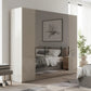 Amelia 300cm 6 Door Hinged Wardrobe with 2 Glass Doors and 4 Mirror Doors in Champagne - Styled in a Bedroom