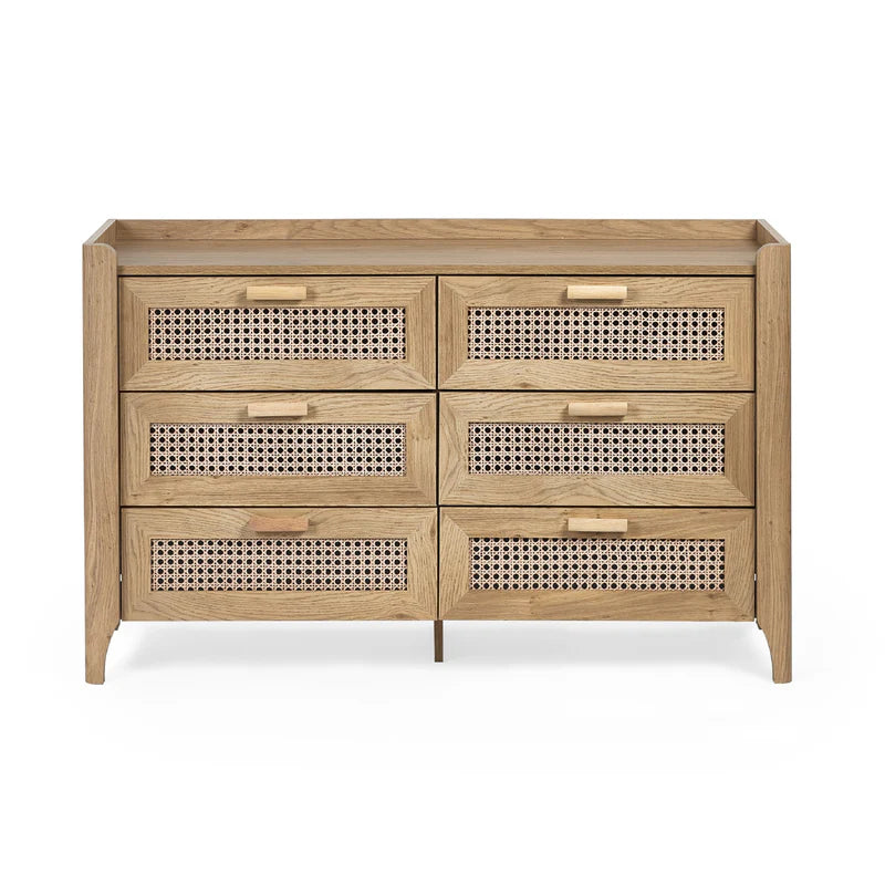 Sydney Oak 6 Drawer Wide Chest - Front view