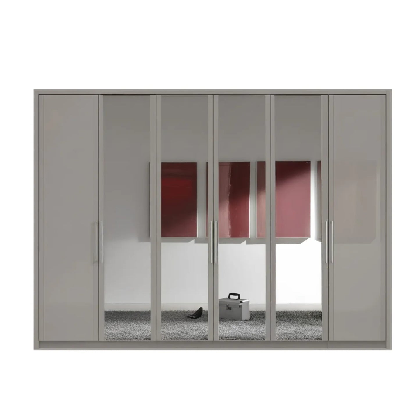 Wiemann Bristol Pebble Grey 4 Door Wardrobe With Mirror