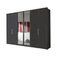 Wiemann Bristol Graphite and Mirror Front 4 Door Wardrobe