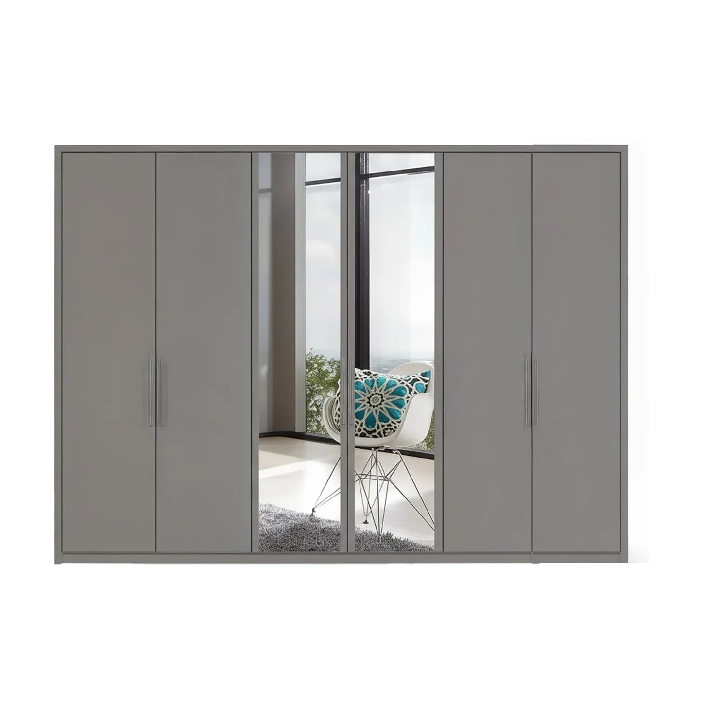 Wiemann Bristol Pebble Grey 4 Door Wardrobe With Mirror