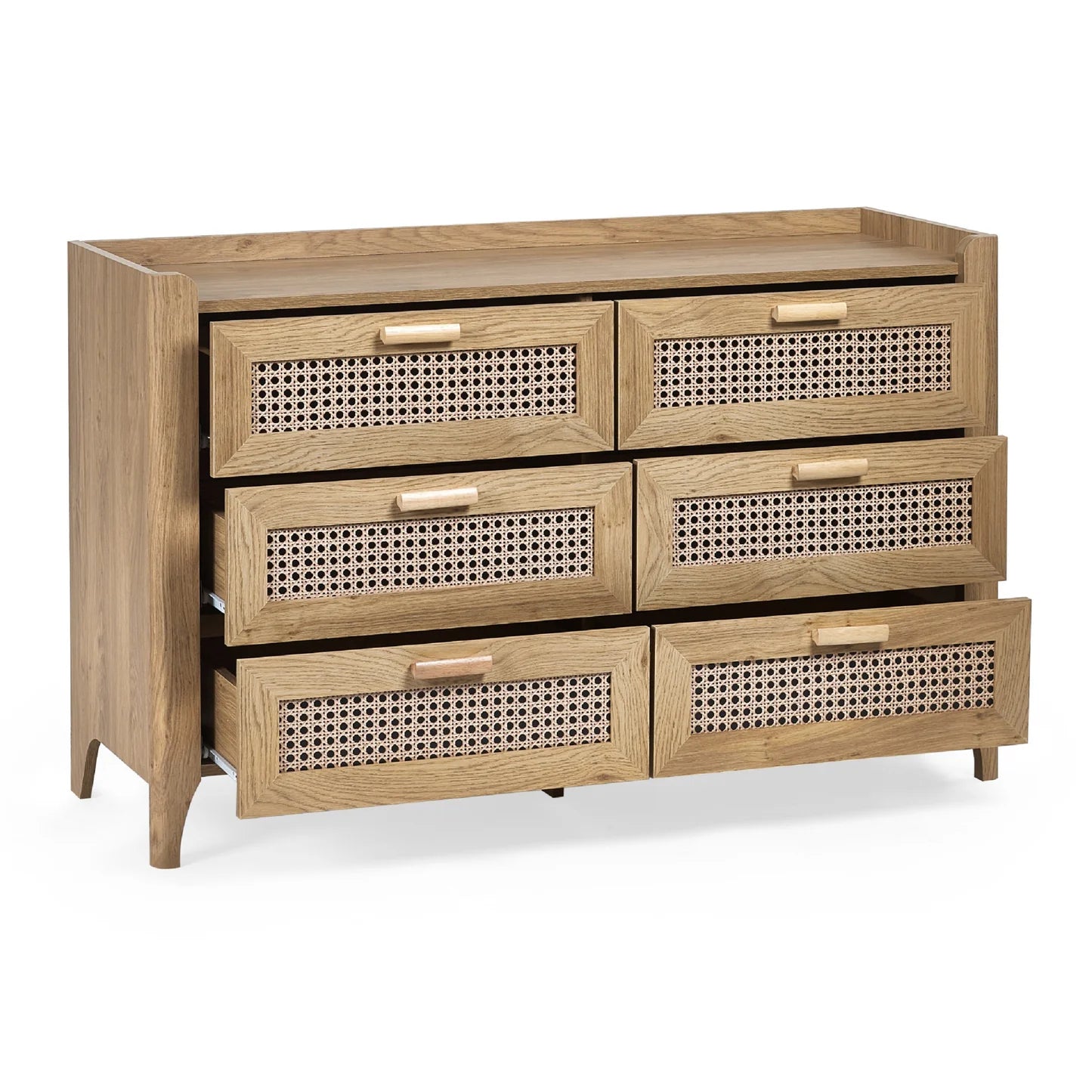 Victory Oak 6 Drawer Wide Chest - Drawer opened view