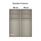 Nimbus White & Grey Mirror Sliding Door Wardrobe -  Interior view with Compartment Dimensions