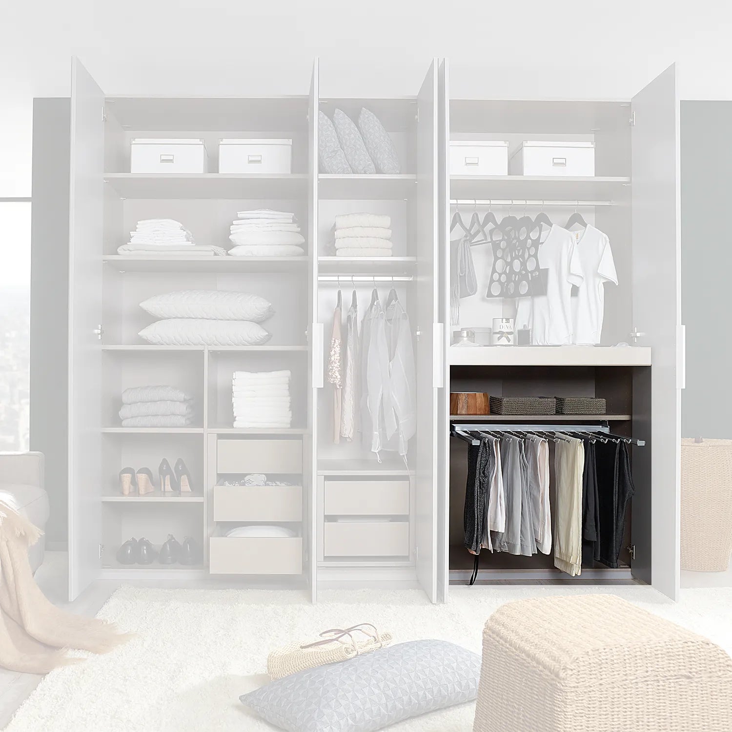 Shelf with Trouser Pull Out Orange Plus - Close View