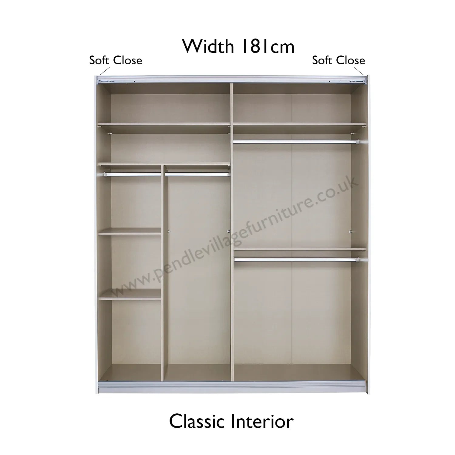 Rauch Mosbach White Glass Sliding Door Wardrobe - W181cm - Classic Interior view