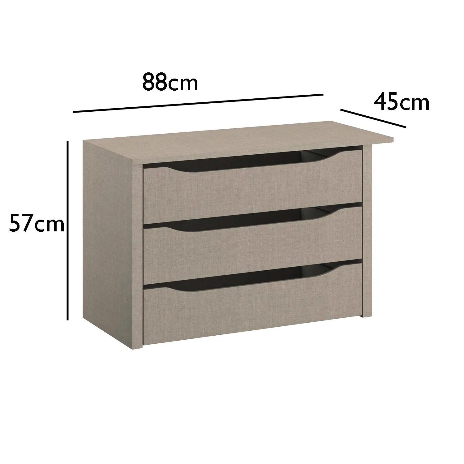Interior 3 Drawer For Wardrobes - Orange - Style 2 - 9866 - Dimensions