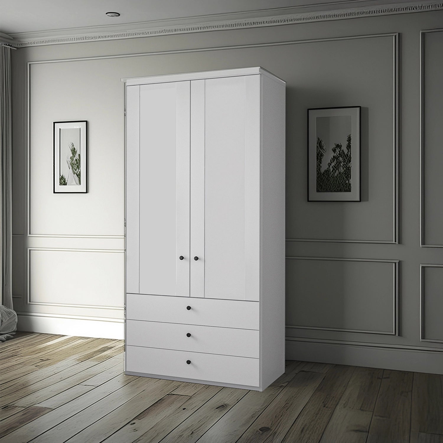 Wiemann Adeline 2 Door 3 Drawer Wardrobe - W100cm in White - Styled in Bedroom