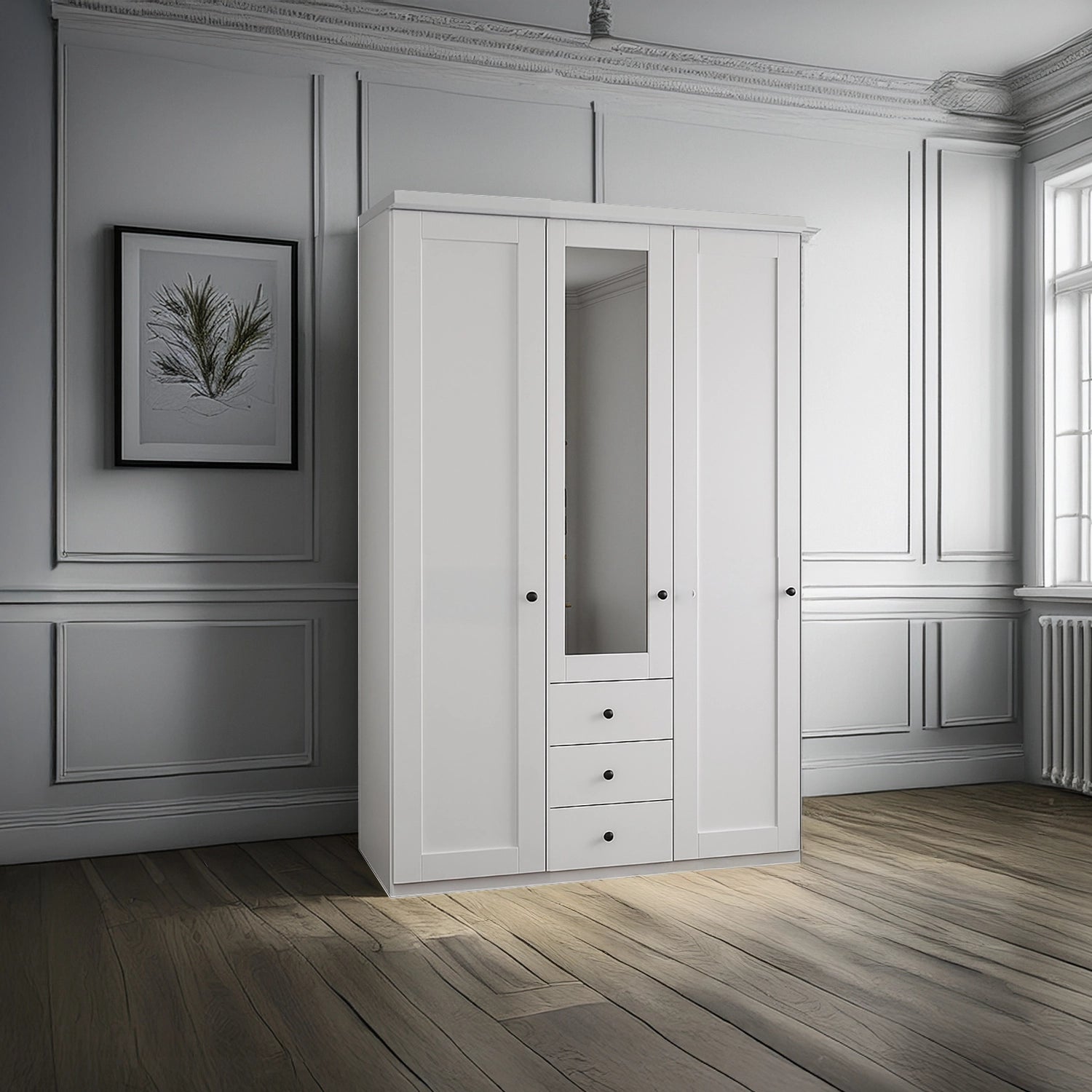 Wiemann Adeline 3 Door 3 Drawer Wardrobe - W150cm With Mirror in White - Styled in Bedroom