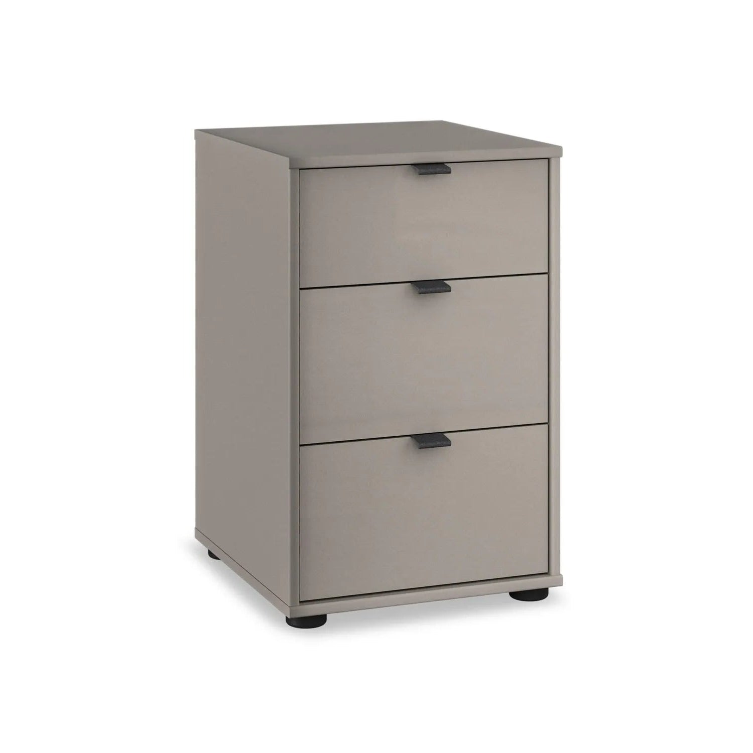 Amelia 3 Drawer Glass Bedside Cabinet - Pebble Grey
