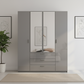 Amelia 200cm 4 Door Bifold Combi Wardrobe with 2 Mirror Doors, 2 Glass Doors and 3 Glass Drawers