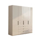 Amara 200cm 4 Door Bifold Combi Wardrobe with Glass Doors and Drawers in Champagne