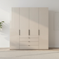 Amelia 200cm 4 Door Bifold Combi Wardrobe with Glass Doors and Drawers