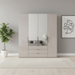 Amelia 200cm 4 Door Combi Wardrobe with 2 Mirror Doors, 2 Glass Doors and 3 Glass Drawers