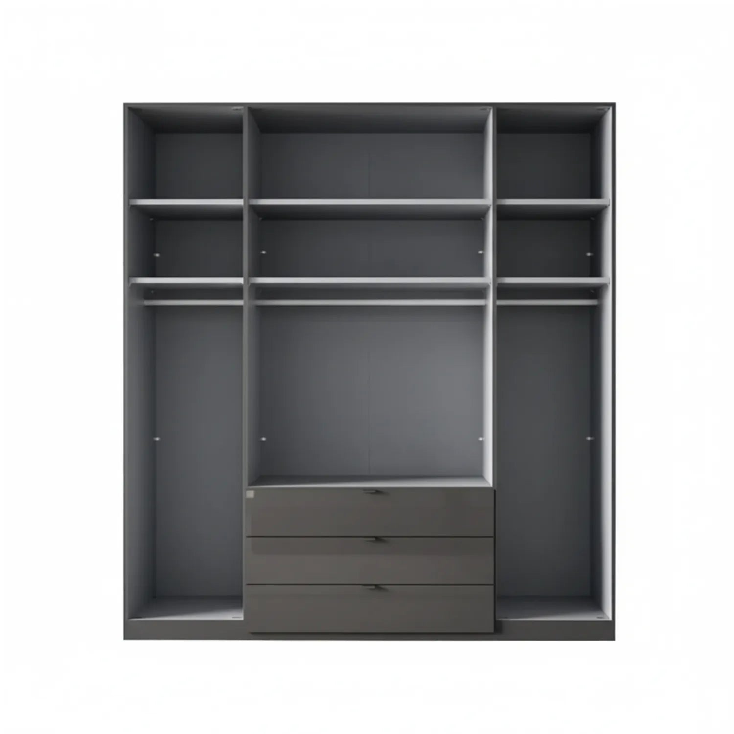 Amelia 200cm 4 Door Combi Wardrobe with Glass Doors and Drawers - Interior View